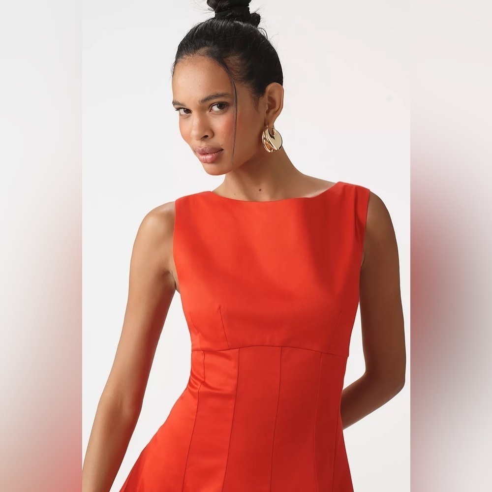 NWT! By Anthropologie Boat-Neck Drop-Waist Midi Dress -Multiple Sizes 💎 - Picture 2 of 11